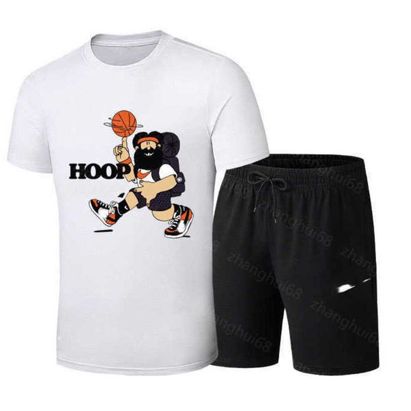 

23ss mens designer tracksuit mens tracksuit round neck pure cotton solid color uncle beard logo print short sleeve t-shirt elastic waist tro, Gray