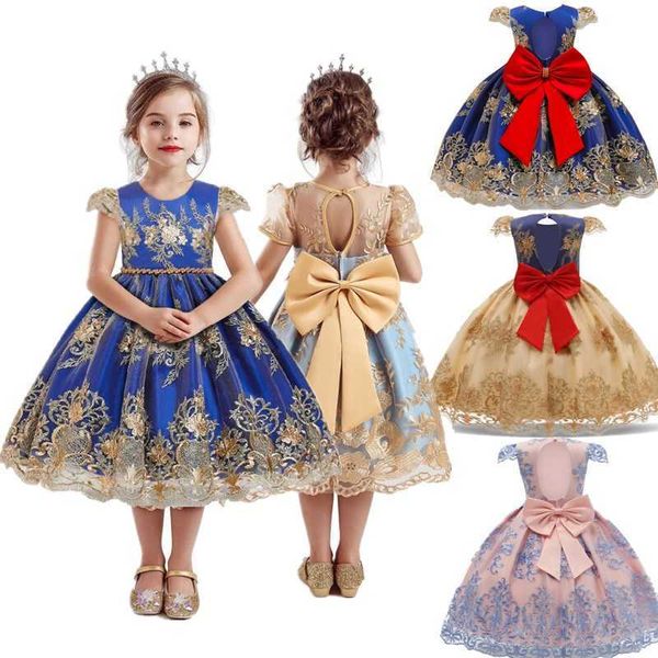 

girl's dresses girls' flower luxury princess party birthday christmas dress 4-10 year old children's clothing tank g220523, Red;yellow