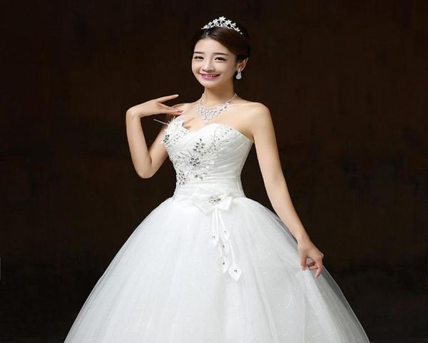

new flowers bling strapless wedding dresses white princess bride frocks real po vestidos de novia3832063