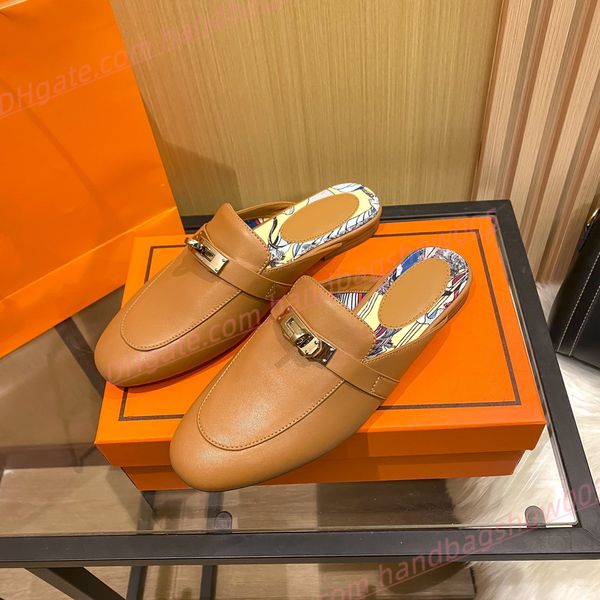 

oz sandals designer women flat mules shoes luxury genuine leather metal buckle sandals fashion beach slippers drag slides flip flops for wom, Black