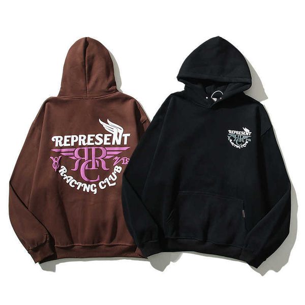 

autumn and winter high street rep letters three-dimensional foam printing plush hoodie men's and women's loose fashion hoodie, Black
