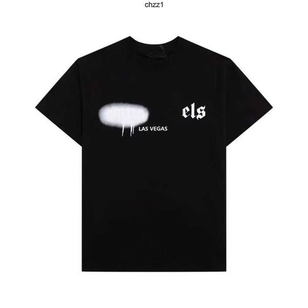 

mens designer t shirt clothes palms shirts women fashion spray paint graffiti couple short sleeves high street loose tide brand crew neck le, White;black