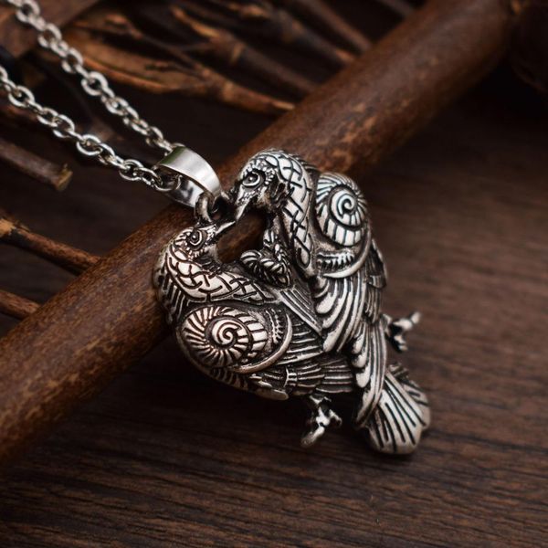 

necklaces odin's ravens necklace huginn and muninn odin raven viking pendant necklaces jewelry 12pcs/lots 2019 new, Silver