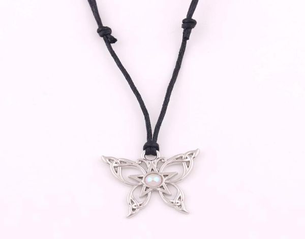 

x2 one piece silver butterfly pentagram pendant with purple amulet jewelry8921453