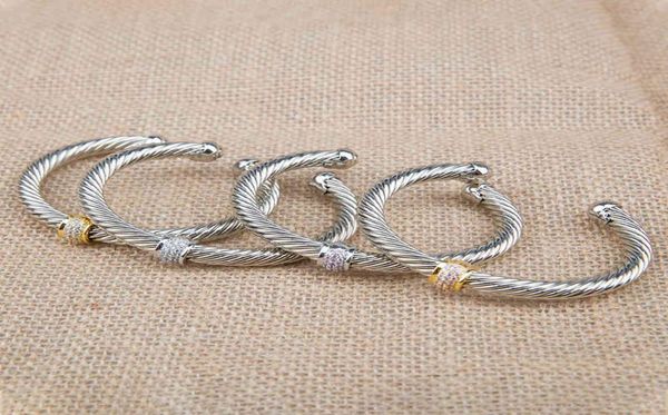 

cable jewelry bracelet sliver bangle charm designer classics color fashion bracelets with white and pink zircon 7mm5405799, Black