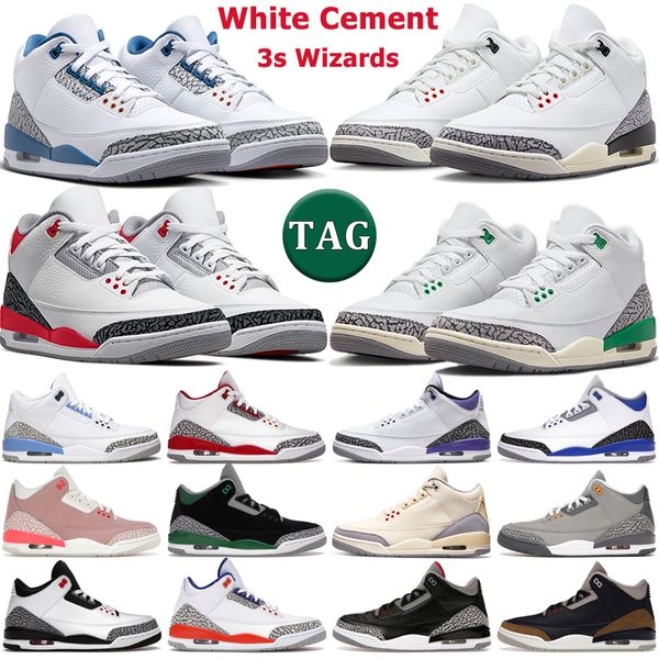 

3 jumpman basketball shoes men women 3s white cement reimagined wizards fire red dark iris unc racer blue black cement rust pink muslin mens