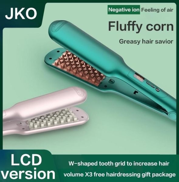 

negative ion corn whisker curling iron fluffy splint professional hair straightener hairdressing wand lcd display curling iron 2202474429