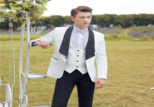 

new one button white paisley wedding groom tuxedos shawl lapel groomsmen mens dinner prom suits jacketpantsvestti1280778, Black;gray