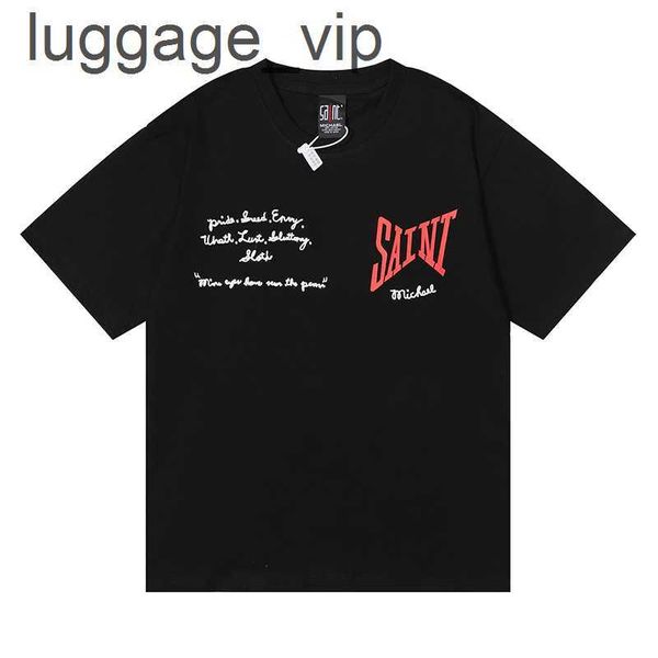 

men's t-shirts 2023ss style japanese holy michael special machines embroidered letters print oversize t shirt pure cotton men, White;black