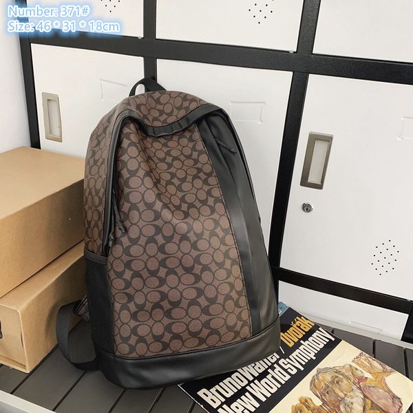 

Factory outlet men shoulder bag 3 colors outdoor sports and leisure soft leather backpack college wind polka dot student bags printed fashion backpacks 371#, Grey