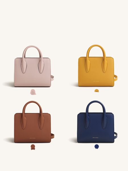 

commuter small square bag with single-shoulder leather messenger, Black;red