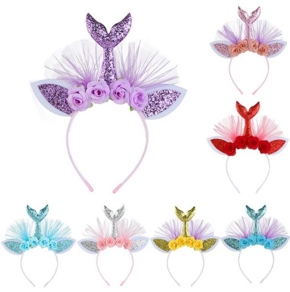 

new design big rose flowers headband europe american children039s party hair accessories princess animal hair headwear3639020, Slivery;white