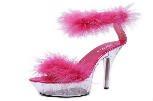 

shoes summer women super high heel pumps artificial fur transparent platform woman sandals new design nightclub party ladies y07163451707, Black