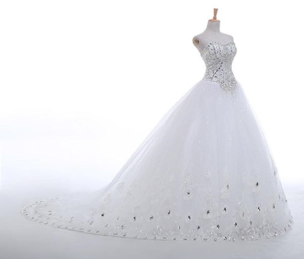 

2021 real pics aline wedding dresses gown sweetheart brads and long tulle train beach formal gowns custom made3745316, White