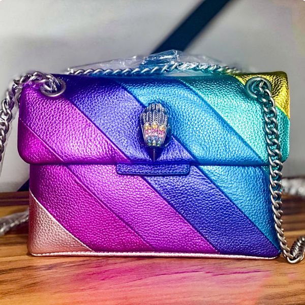 

mens mini famous kurt geiger handbag rainbow bag luxury london leather designer womens summer stripes shoulder bag clutch tote crossbody cha