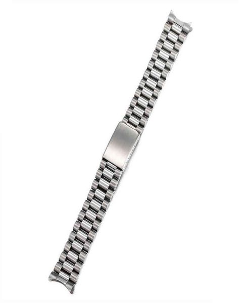 

18mm 20mm brush polish solid stainless steel president strap band curved end fit h2204197454718, Black;brown
