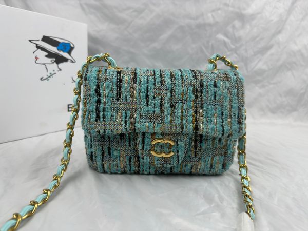 

woolen series designer tweed bag women's chain shoulder bag quilted purse crossbody bag handbag parisian fashion flap classic wool plai