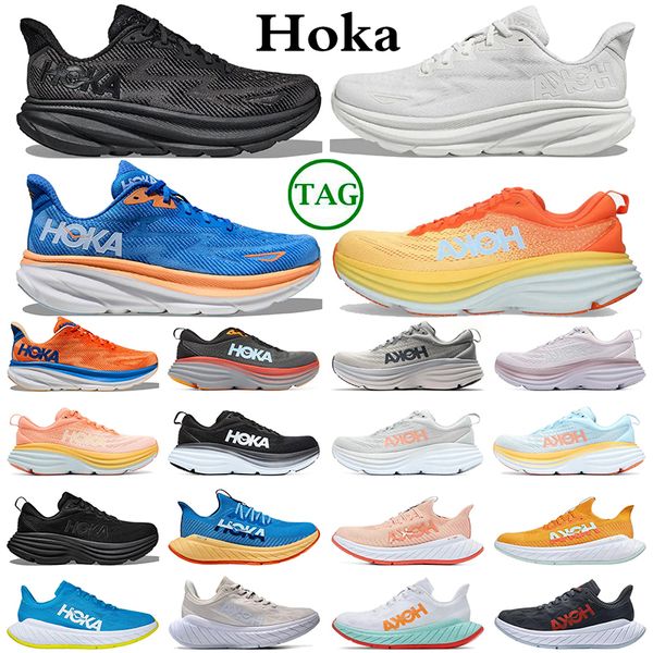 

2023 hoka one one hokas shoes bondi 8 clifton mens trainers women sneakers coastal sky vibrant orange impala summer song red sports