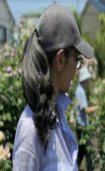 

new arrive brazilian human virgin remy wavy curly ponytail hair extensions clip ins natral salt and pepper gray hair 100g 140g on5018247, Black