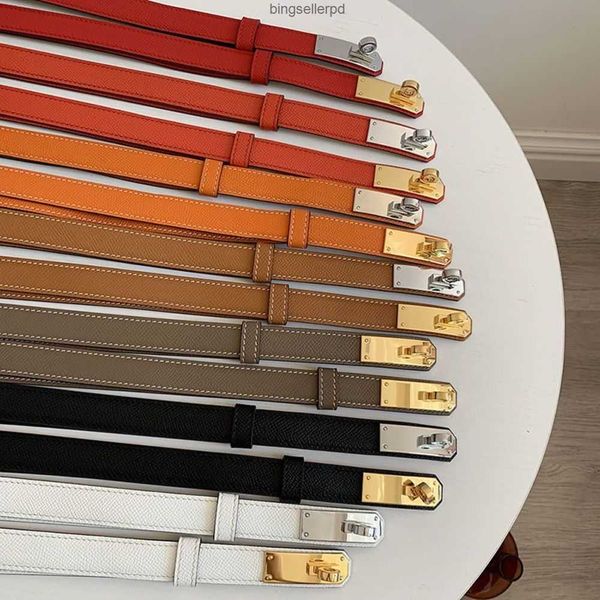 

dress belts for women designer narrow leather h belt orange black simple graceful waistband dresses thin small metal buckle smooth belt7434, Black;brown