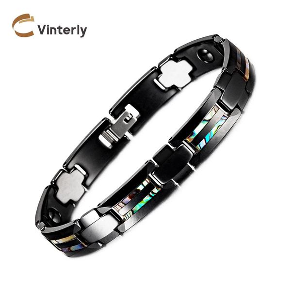 

bangle antiscratch black bracelet homme shell health energy hematite magnetic bracelet benefits arthritis 10mm ceramic bracelet male