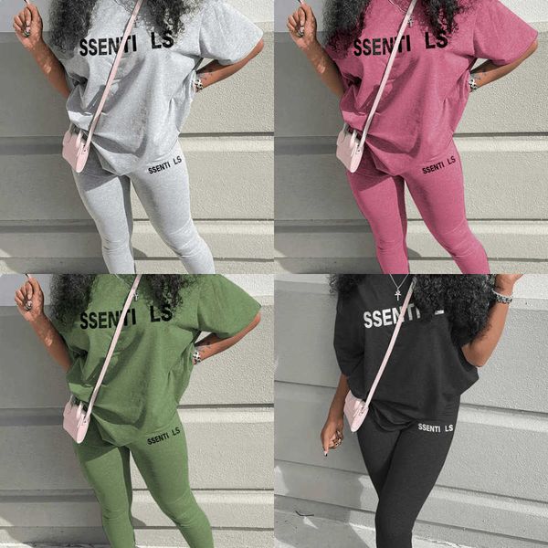 

lw letter print pants set short sleeve casual o neck tee+sheath fitness leggings matching 2pc suits, White
