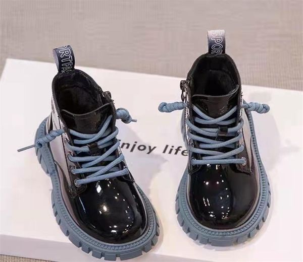 

boots winter children shoes pu leather waterproof martin kids snow brand girls boys rubber fashion sneakers 2209196963085, Black;grey