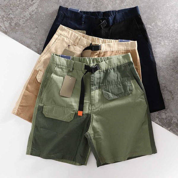 

men's summer casual shorts trend with contrasting colors and concave-convex texture in work style, White;black