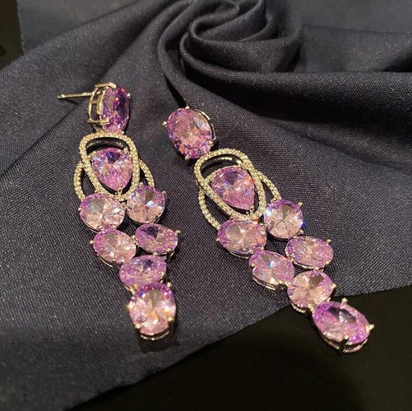 

knot a bunch of purple grape earrings large zircons refreshing delicate sier needles simple elegant women eardrop, Silver