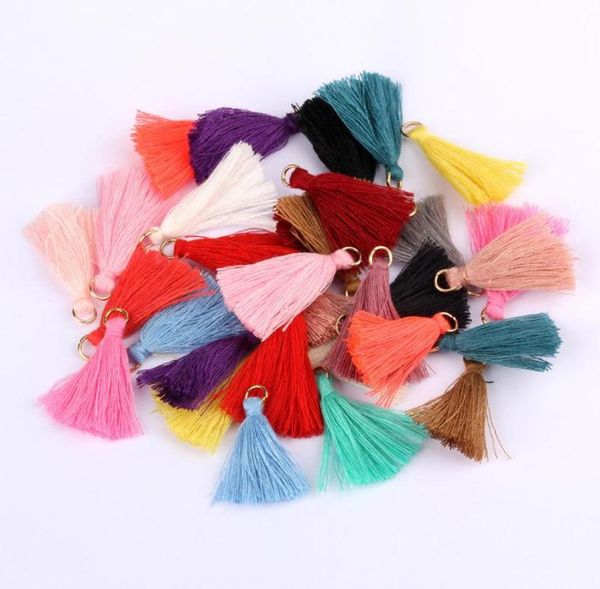 

3cm colorful mini cotton tassels bags fringe diy pendant jewelry bracelet key tassel craft earrings charms sewing acessories ba3382573735, Black