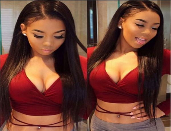 

indian silk straight lace human hair wigs 360 lace frontal wigs with baby hair indian human hair wigs for black women1036251, Black;brown