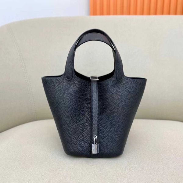 

designer handbag picotin lock cargo h home h vegetable basket new bag leather bucket portable canvas small bag