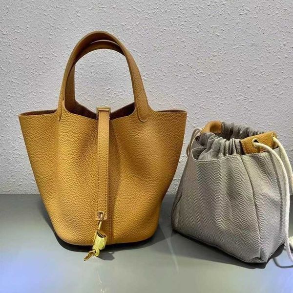

designer handbag picotin lock cargo 2023 leather women's bag leather vegetable basket bucket bag handbag large capacity fashion versati
