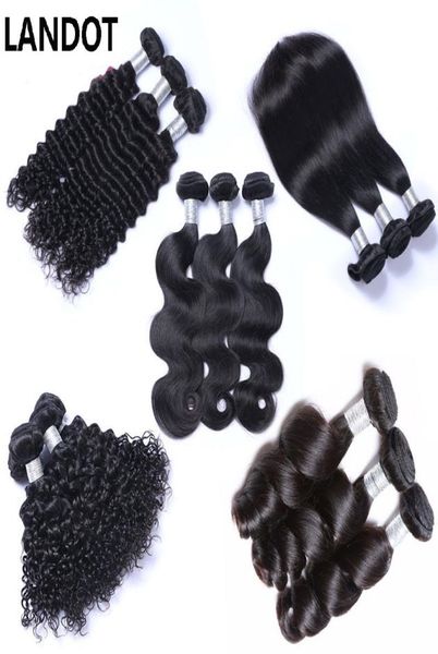 

landot peruvian malaysian indian brazilian virgin human hair weaves 345 bundles body wave straight loose deep kinky curly remy h9921187, Black