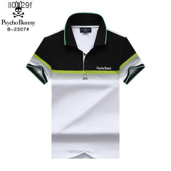 

luxury mens polos designer psychological rabbit t shirt fashion striped polo collar and short sleeve color block letter pattern cyrz, White;black