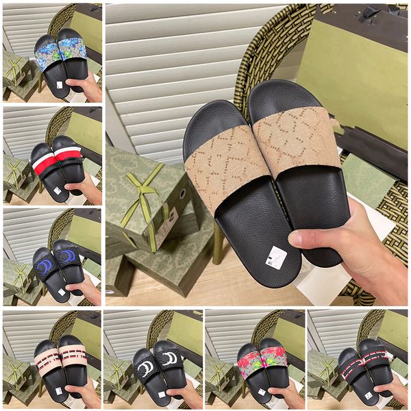 

24model mule waterfront men women slide sandals designer shoes luxury slide wide flat slippery thick sandals slipper flip flops with origina, Black