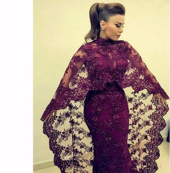 

abaya in dubai purple lace mermaid muslim evening dresses arabic celebrity formal party gowns yousef aljasmi kaftan prom dress wit1725331, Black;red