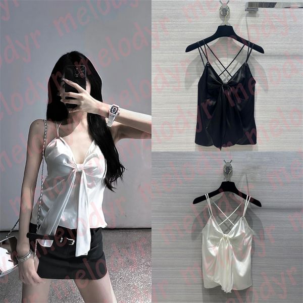 

silk sling tanks summer designer backless vest for women nightclub clothing, White