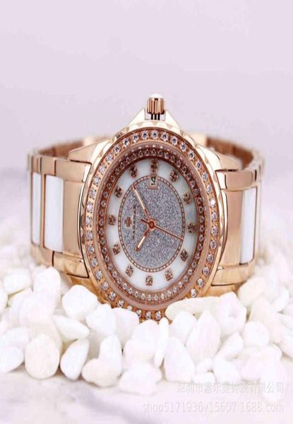

fashion simple korean women039s quartz confession ceramic diamond inlaid steel band student watch straight7981057, Slivery;golden