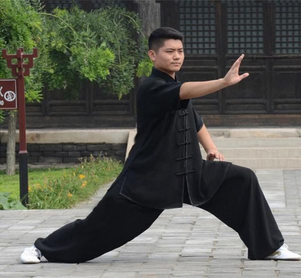 

shortsleeve tai chi clothing uniform for men012345677879382, Black;red