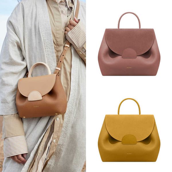 

fashion versatile portable diagonal bag polene paris bag leather high-grade feeling light luxury smiling face bag women's bag