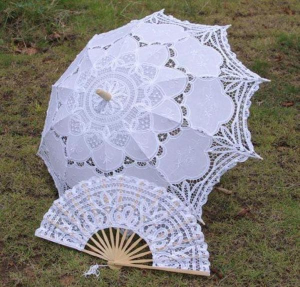 

selling 2018 european bridal wedding parasols and fans sets new pography props umbrella hand fan beautiful bridal accessori3242590, White