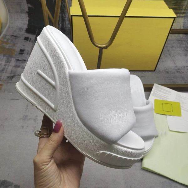 

classic luxury design lady wedges leather slippers summer rubber soles lady shoes beach slide letter sandals designer shoes lazy lady loafer, Black