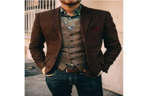 

mans suits tweed groom tuxedos wedding dress prom dresses evening dress peaky blinders groom wear two pieces8605081, Black