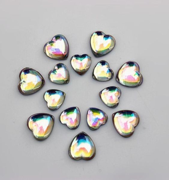 

200pcs 8mm10mm ab clear heart shape acrylic rhinestone crystal strass flat back beads diy bride dress clothes decoration zz772874181, Black