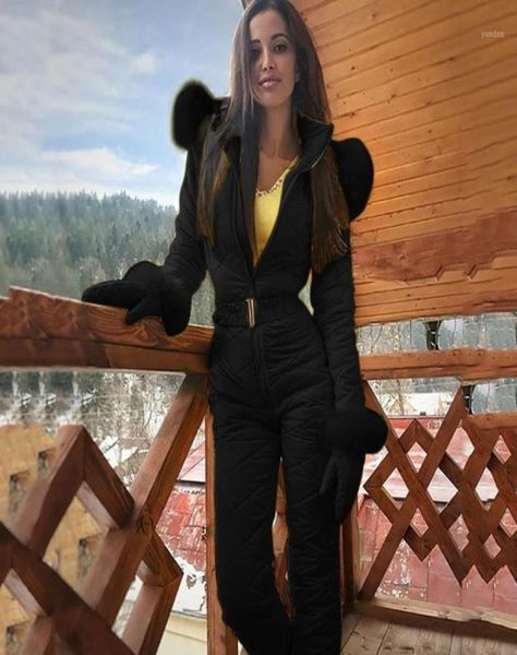 

women fashion one piece ski jumpsuit casual thick winter warm snowboard skisuit outdoor sports skiing pant sets zipper ski suit14888310