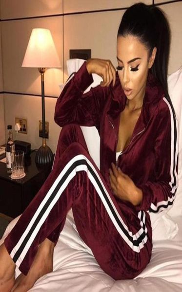

running sets autumn tracksuit women two piece set stripe and sweatpants sports suit casual yoga gym fitness sportswear7387806, Black;blue