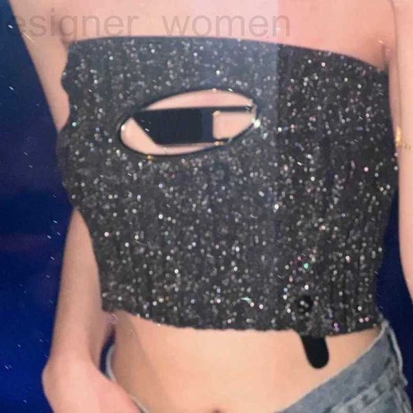 

women's plus size t-shirt designer sleeveless knits women tanks hollow t shirts fashion tube letter vest summer, Black