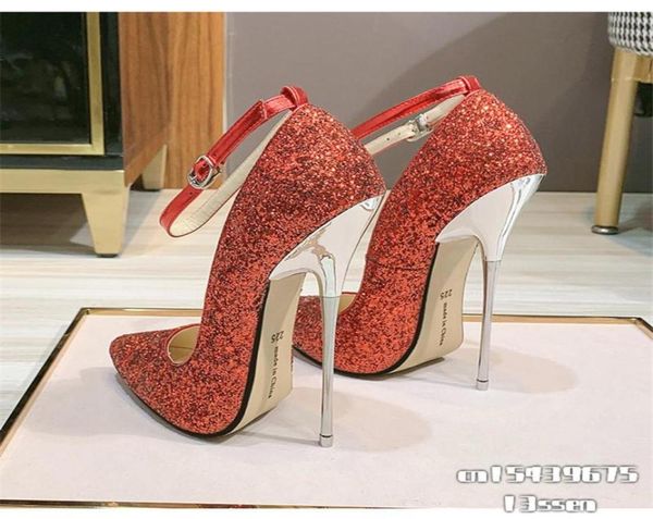 

dress shoes 2021 arrival women 16cm extreme high heel pumps pointed toe thin fetish stilettos party large size 461636259, Black