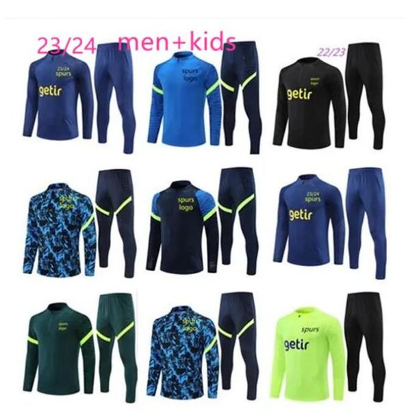 

23 /24 spurs soccer tracksuit set training suit 21/22 tottenham long sleeve kane tracksuit football jacket chandal futbol and kids surveteme, Black